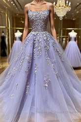 Backless Purple Lace Semi Formal Prom Dresses, Open Back Purple Lace Formal Evening Dresses